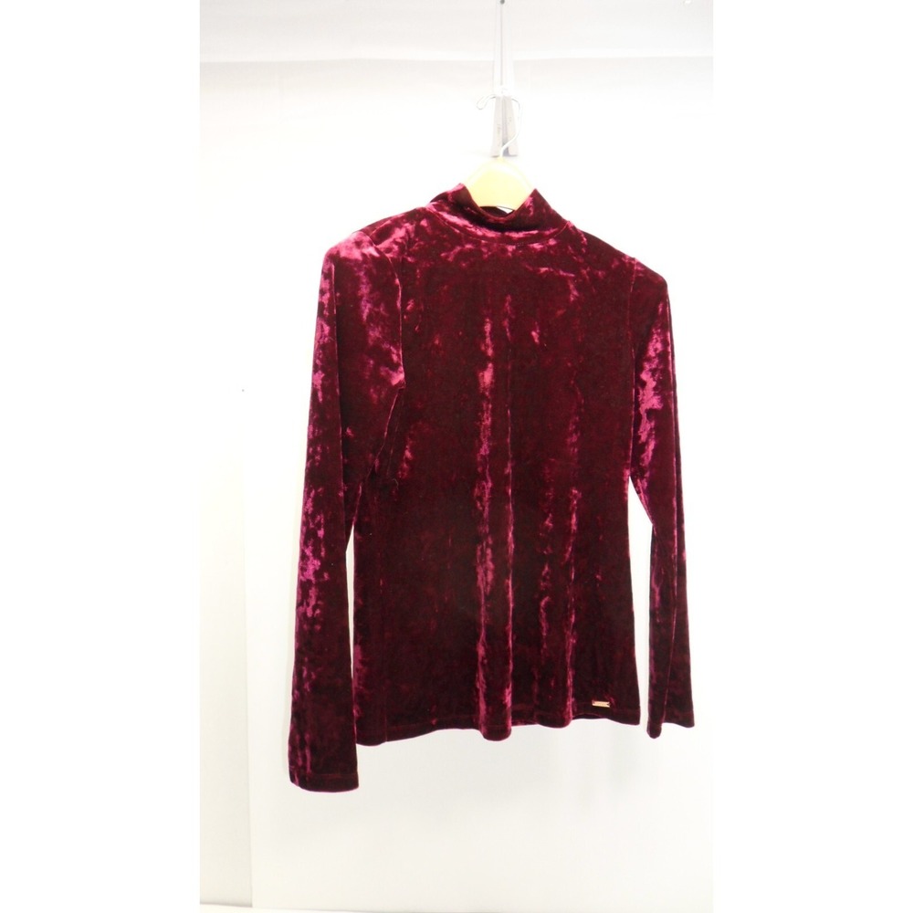 Ivanka Trump Blouse Shirt sheer velvet maroon burgundy Women's s/p Top Small